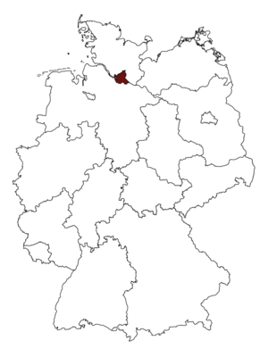 Hamburg ist in der Deutschlandkarte weiß markiert