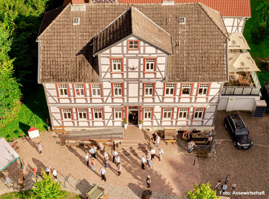 schönes Luftbild der Assewirtschaft in Wissmar
