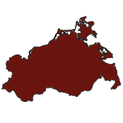 Deutsches Bundesland Mecklenburg-Vorpommern rot eingefärbt