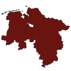 Deutsches Bundesland Niedersachsen rot eingefärbt
