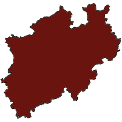 Deutsches Bundesland Nordrhein-Westfalen rot eingefärbt