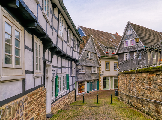 Alte Backsteinhäuser im schnuckligen Velbert