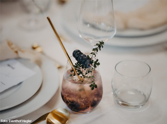 Toll angerichtetes Getränk im Eventhof Hagler.